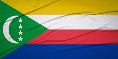 Comoros Ulusal Bayrağı Esintide Zarifçe Dalgalanıyor