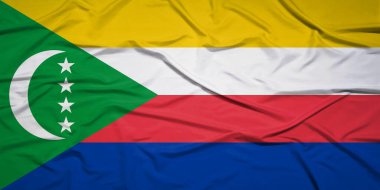 Comoros Ulusal Bayrağı Esintide Zarifçe Dalgalanıyor