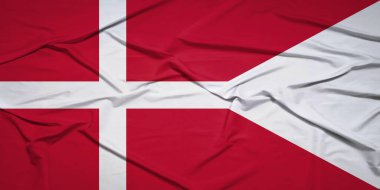 Danimarka Ulusal Bayrağı rüzgârda dalgalanıyor