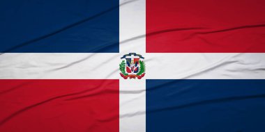 Dominik Cumhuriyeti Açık Mavi Gökyüzüne Karşı Rüzgarda Dalgalanıyor