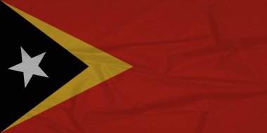 Güneşli bir günde Doğu Timor Ulusal Vatansever Bayrağını sallıyor