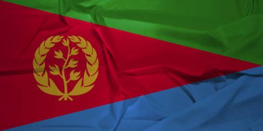 Eritre Bayrağı Açık Gökyüzü Arkaplanına Karşı Gururla Dalgalanıyor