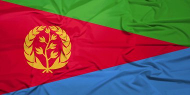 Eritre Bayrağı Açık Gökyüzü Arkaplanına Karşı Gururla Dalgalanıyor