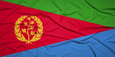 Eritre Bayrağı Açık Gökyüzü Arkaplanına Karşı Gururla Dalgalanıyor