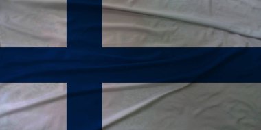Finlandiya Ulusal Onur Bayrağı Rüzgarlı Bir günde Dalgalanıyor