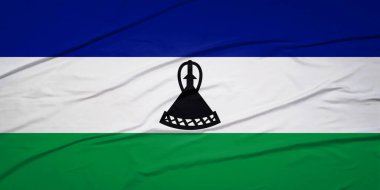 Havada Dinamik Kumaş Hareketi Lesotho Bayrağı Dalgalanıyor