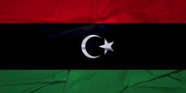 Dinamik Kumaş Hareketi Libya Bayrağı Havada Dalgalanıyor
