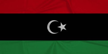 Dinamik Kumaş Hareketi Libya Bayrağı Havada Dalgalanıyor