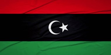 Dinamik Kumaş Hareketi Libya Bayrağı Havada Dalgalanıyor