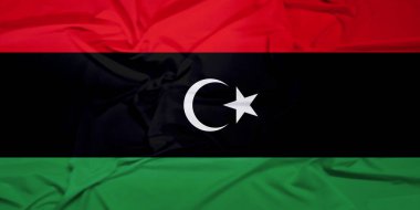 Dinamik Kumaş Hareketi Libya Bayrağı Havada Dalgalanıyor