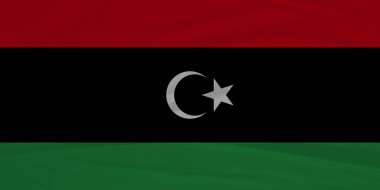 Dinamik Kumaş Hareketi Libya Bayrağı Havada Dalgalanıyor