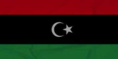 Dinamik Kumaş Hareketi Libya Bayrağı Havada Dalgalanıyor