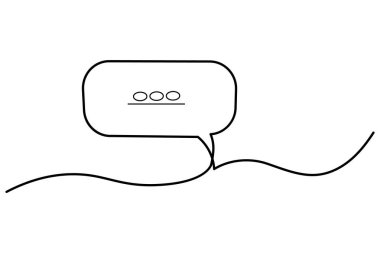 İki konuşma baloncuğunun minimalist bir çizimi elips ile, konuşmayı veya iletişimi sembolize eder.