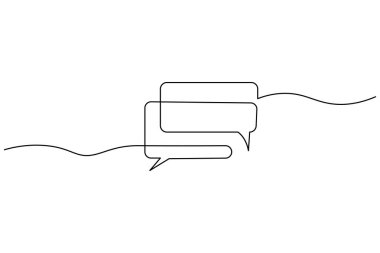 İki konuşma baloncuğunun minimalist bir çizimi elips ile, konuşmayı veya iletişimi sembolize eder.