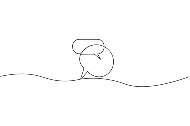 İki konuşma baloncuğunun minimalist bir çizimi elips ile, konuşmayı veya iletişimi sembolize eder.