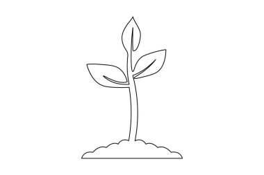 Büyüyen bitkiler beyaz arkaplanda sürekli bir çizgi çiziyor