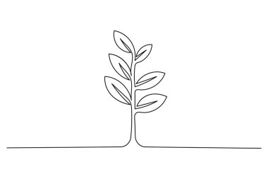 Büyüyen bitkiler beyaz arkaplanda sürekli bir çizgi çiziyor