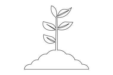 Büyüyen bitkiler beyaz arkaplanda sürekli bir çizgi çiziyor