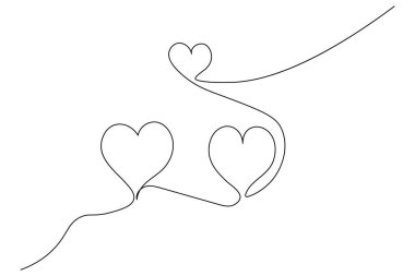 Tek satırlık sanat tarzında zarif aşk kalp çizimi, beyaz arka planda basit ve yaratıcı tasarım
