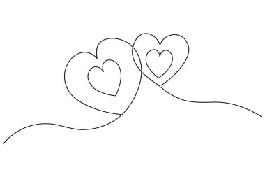 Minimalist kalp şekilli aşk simgesi beyaz arkaplan üzerine çizim tarzında aralıksız bir çizgi oluşturuldu