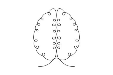 İnsan beyni beyaz arkaplanda sürekli bir çizgi çizer.