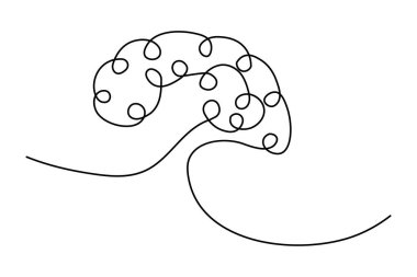 İnsan beyni beyaz arkaplana sürekli bir çizgi çizer.