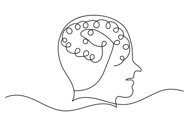 İnsan beyni beyaz arkaplana sürekli bir çizgi çizer.