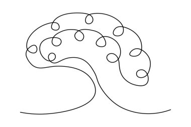 İnsan beyni beyaz arkaplana sürekli bir çizgi çizer.