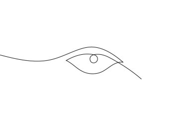 Soyut insan gözü. Minimalist tarzda bir çizim. Posterler, logolar ve dijital sanat eserleri için mükemmel.