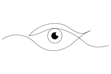 Soyut insan gözü. Minimalist tarzda bir çizim. Posterler, logolar ve dijital sanat eserleri için mükemmel.