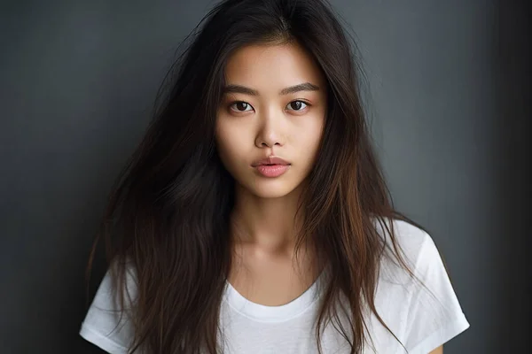 Junge Asiatische Frau Trägt Weißes Hemd — Stockfoto