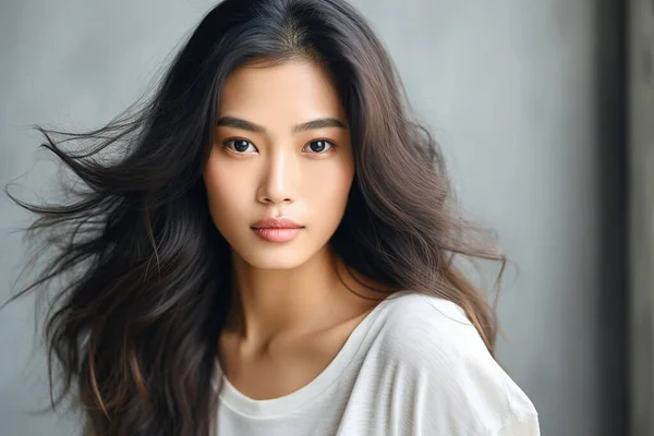 Young asian woman wearing  white shirt