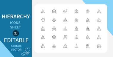 Hiyerarşi Satır Simgeleri Ayarlandı. Diyagram, organizasyonel, çizelge, yapı, yönetim, iş dünyası, şirket ve daha fazlası. Çizgi Vektör Simgesi Çizgisel Tarzında. Düzenlenebilir Vuruş. Vektör İllüstrasyonu.
