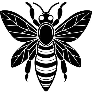Siyah ve Beyaz Arı Çizimi, Bal Tarağı Şablonu, Böcek Sanatı