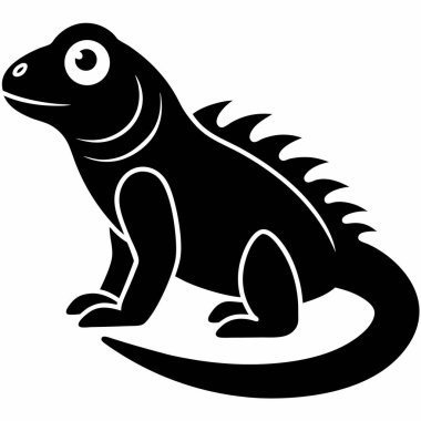 Yan Profil İguana Siluet Vektör İllüstrasyonu, iguana, siluet, kertenkele, hayvan, vahşi