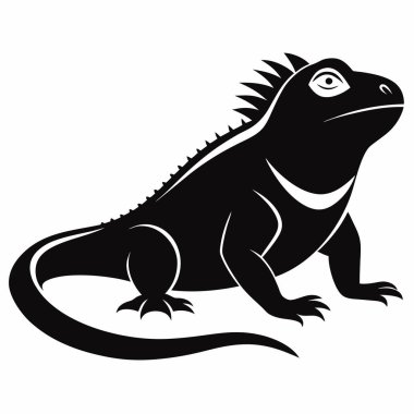 Siluet İguana Vektör İllüstrasyonu, iguana, siluet, sürüngen, vahşi, doğa