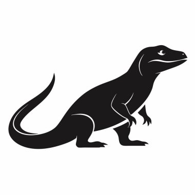 Vahşi Komodo Ejder Taslak Vektör Resimleri, siluet, ejderha, sürüngen, yaratık