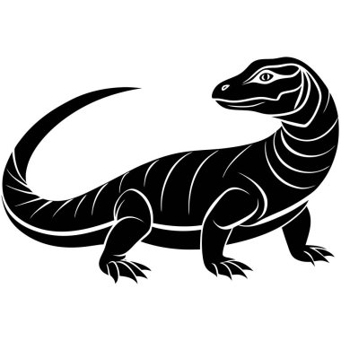 Komodo Ejder Şekli Vektör İllüzyonu 'nu uyar, ejderha, siluet, hayvan, kertenkele