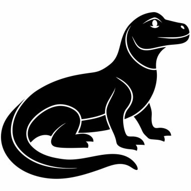 Siluet Komodo Ejder Vektörü İllüstrasyonu, ejderha, siluet, sürüngen, vahşi