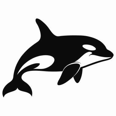 Yan Görünüm Orka Katili Balina Silueti Vektör İllüstrasyonu, Orka, Balina, Siluet, Katil, Sualtı