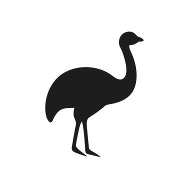 Siluet Devekuşu Uyarısı Profil Görünümü Vektör İllüstrasyonu, devekuşu, siluet, uyarı, profil, kuş