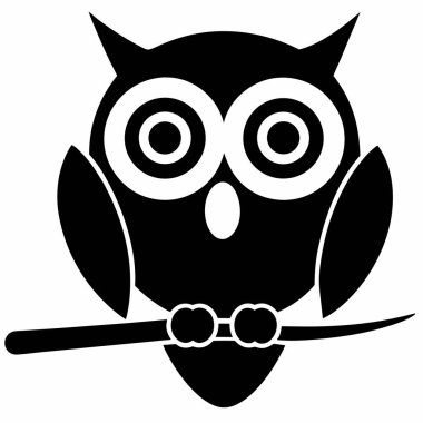  Biçimlendirilmiş Siyah Baykuş Silueti Şubede, Kuş Simgesi, Basit Tasarım