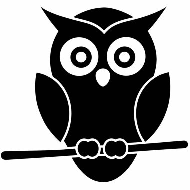 Dala tünemiş siluet baykuş, gece kuşu, bilge hayvan