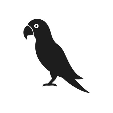 Siyah Papağan Silueti, Kuş Simgesi, Tropikal Kuş