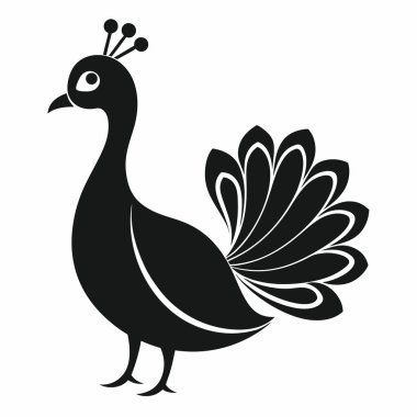 Uyarı Taraf Görünümlü Basit Tavuskuşu Vektör İllüstrasyonu, tavus kuşu, siluet, uyarı, yan, profil