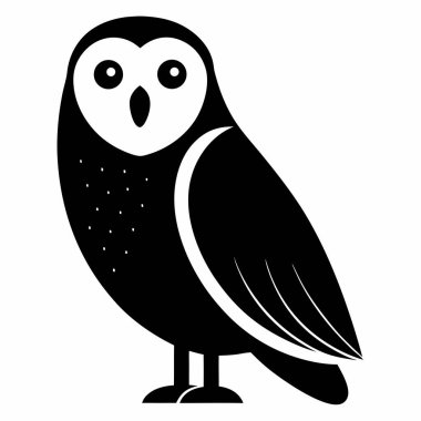 Profil Poz Vektörü İllüstrasyonunda Kar Baykuşu Silueti, Karlı, baykuş, siluet, profil, basit