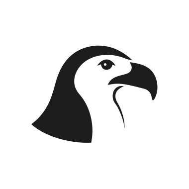 Görkemli Kartal Kafa Silueti, Yırtıcı Kuş, Siyah ve Beyaz Logo