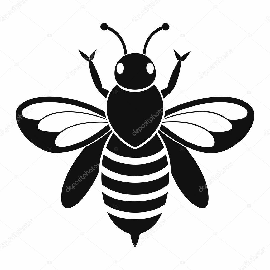 Honeybee Icon Black Silhouette, Insect, Pollination, Honey, Wings, Stripes, Nature, Sweet, Apiary, B