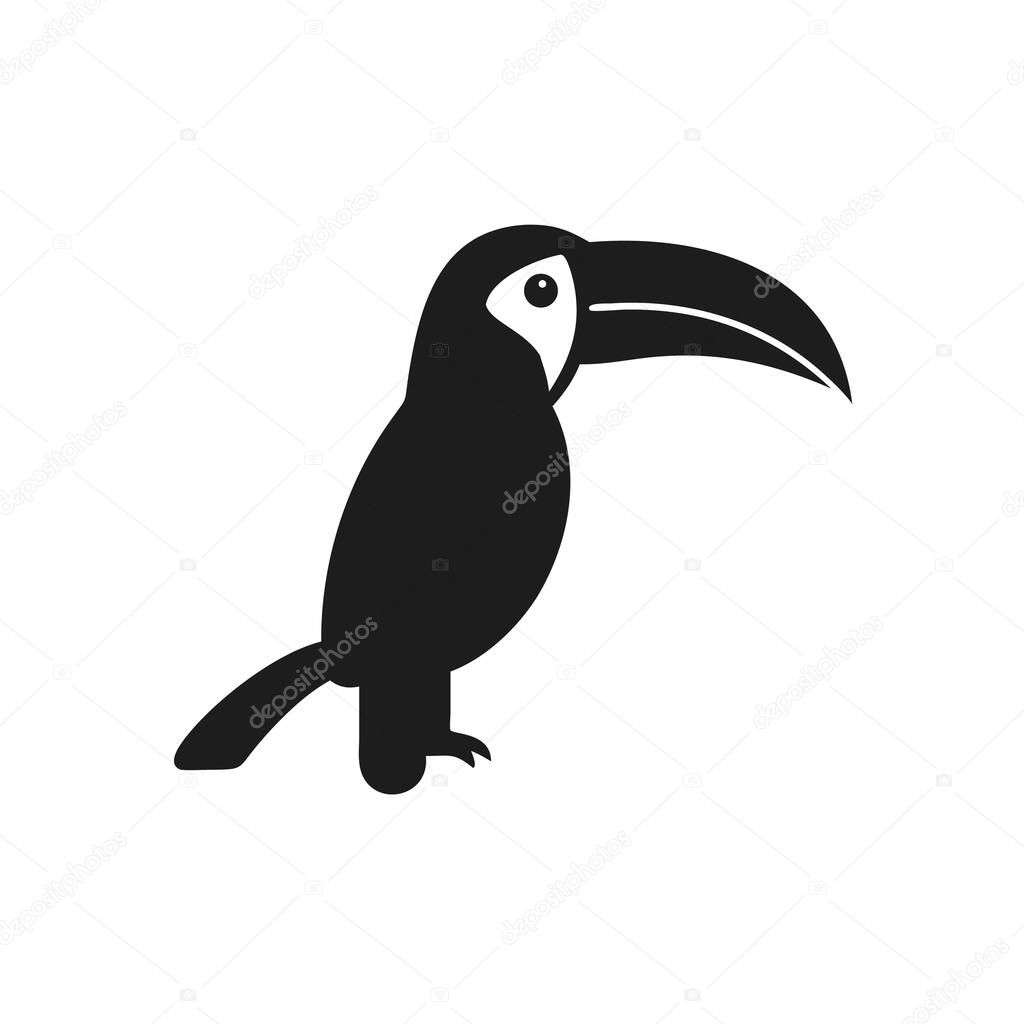 Silhouette Toucan Bird Icon, Tropical Rainforest, Wildlife, Vector Graphic