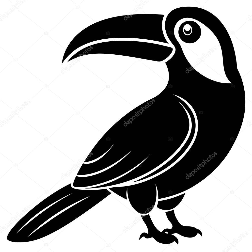 Striking Black and White Toucan Bird Illustration Design
